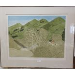 John Brunsdon (1933-2014): Malvern Hills, etching & aquatint, hand signed, titled & numbered in