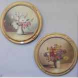 H Shaw (20th century): A pair of oils on board depicting floral still lives, each signed (2)