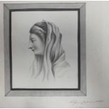 A pencil study depicting a portrait of a lady, dated 1826