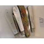 Four HM silver penknives