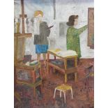 Circle of Carel Weight, R.A. (1908-1997): In the Studio, oil on board; together with a quantity of