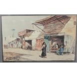 Orientalist School (19th/20th century): Five watercolours including Middle Eastern scenes, signed