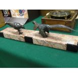 An Art Deco marble & spelter mantel ornament