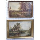 L. Richards (British, 19th/20th century): A pair of landscape oils on canvas, each signed, one