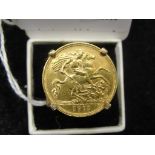 A 1912 Half Sovereign ring in 9ct mount