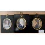 Three portrait miniatures to include 19th century examples