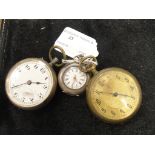 Three pocket watches to inc a ladies silver example