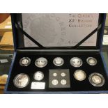 The Queen's 80th Birthday Collection £5 - 1p silver proofs;