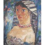 Follower of Kees van Dongen (1877-1968): Portrait of a lady, oil on board,