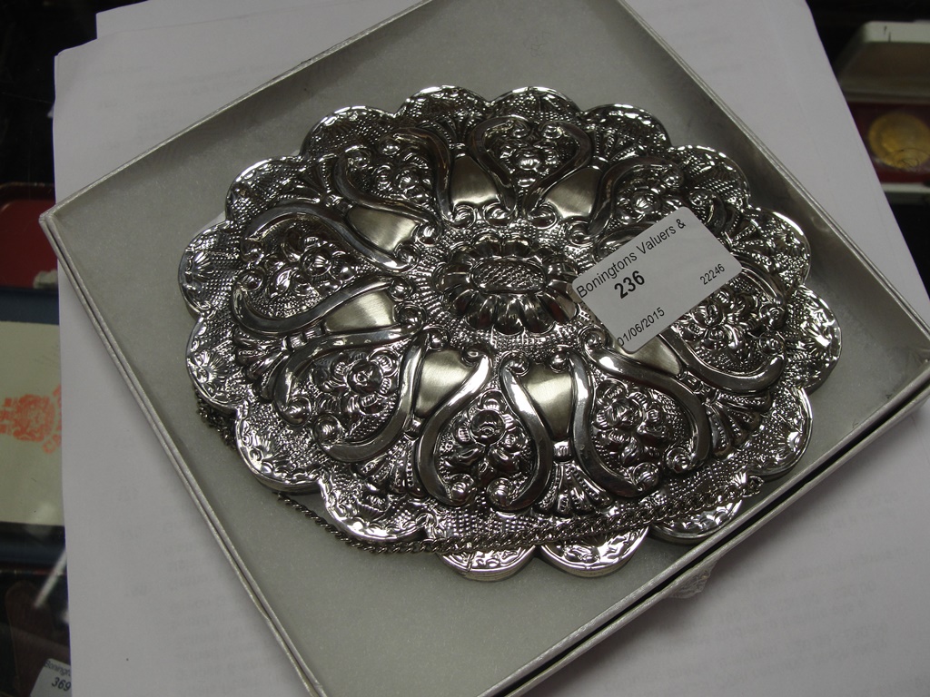 A HM silver hanging mirror