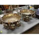 Two silver-plated punchbowls and cups;