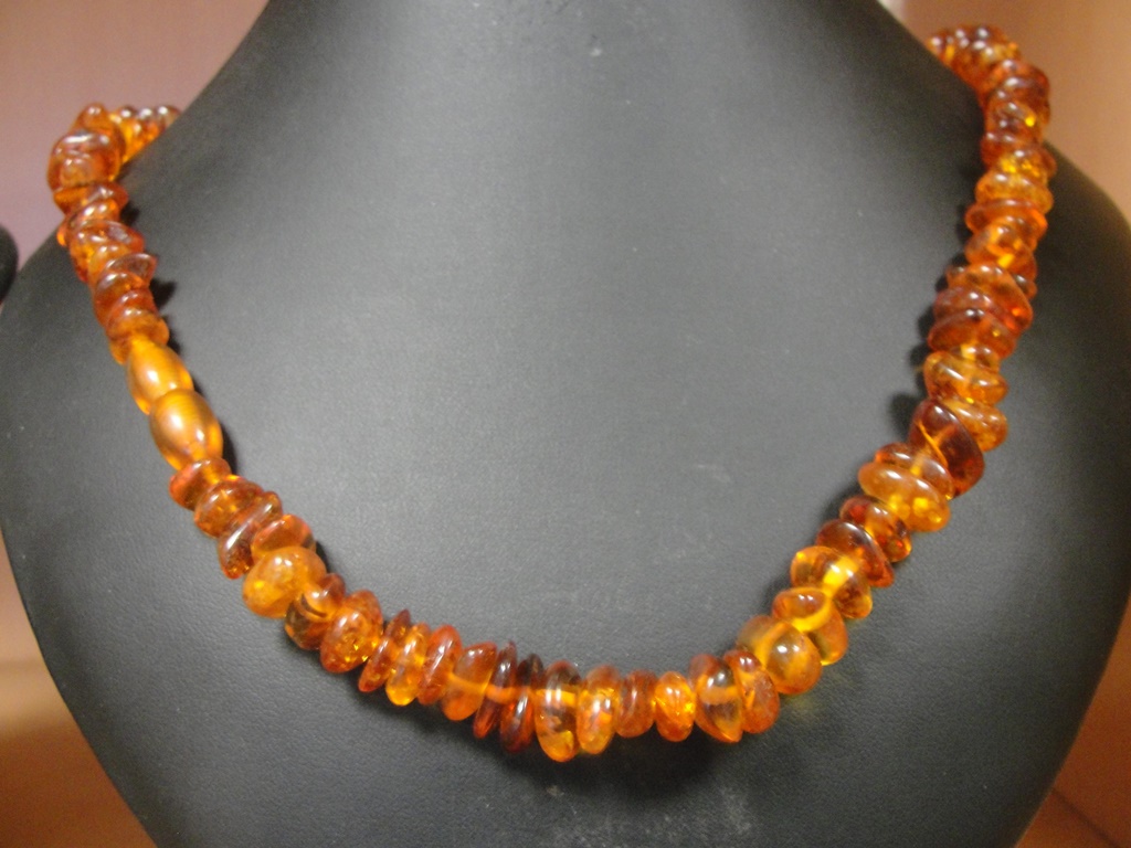 An abstract amber necklace