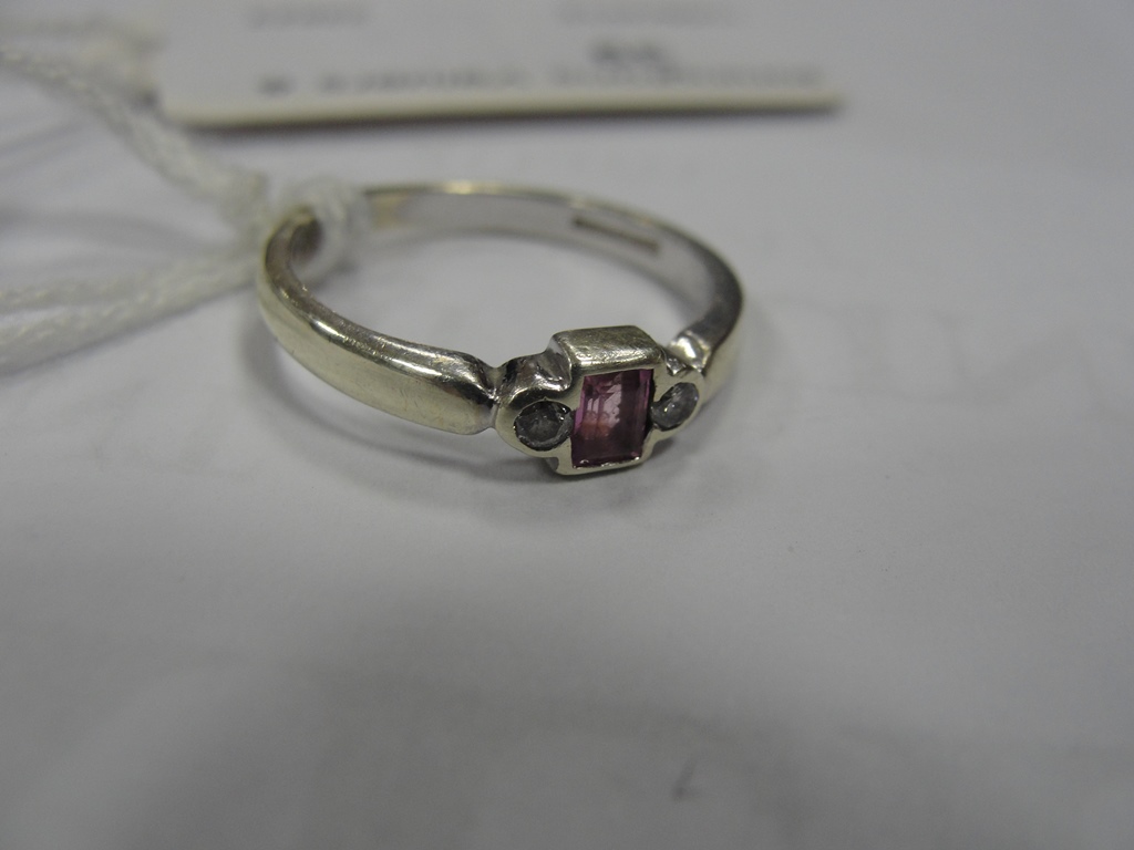 9ct white gold pink sapphire and diamond dress ring