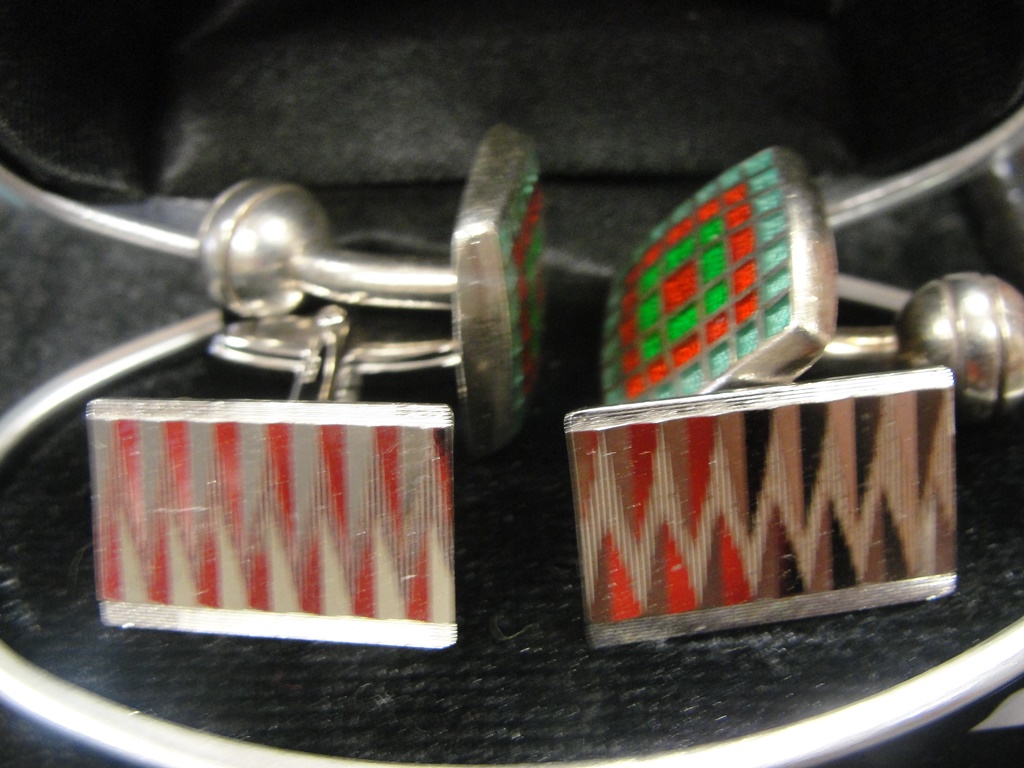 Two pairs of HM silver cufflinks