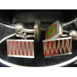 Two pairs of HM silver cufflinks