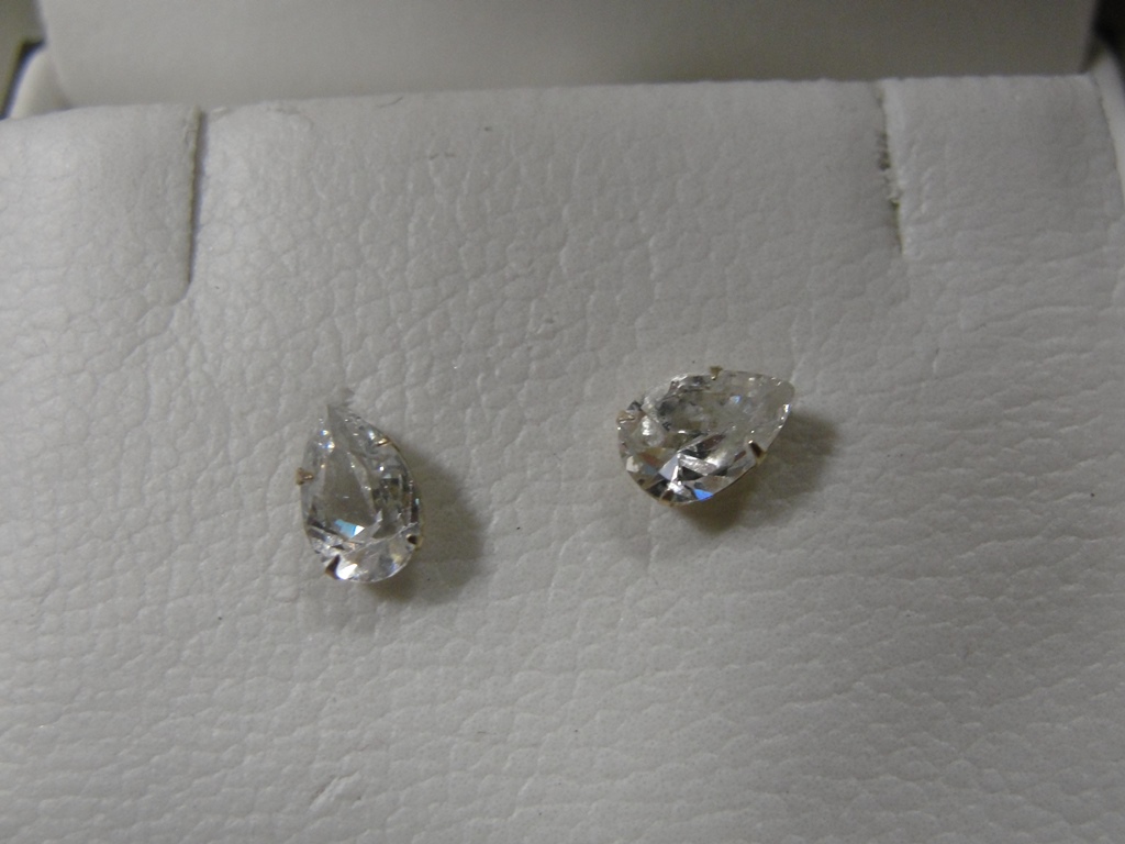 A pair of 9ct pendaluque cut CZ earrings,