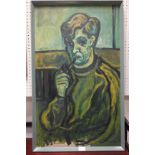 Follower of David Bomberg (1890-1957): Portrait of a man smoking a pipe,