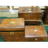 Five 19th century writing slopes inc mahogany and rosewood examples