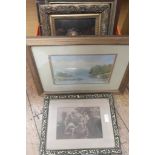 A quantity of pictures of various subjects to include Arts & Crafts period frames