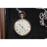 A rolled gold open faced pocket watch