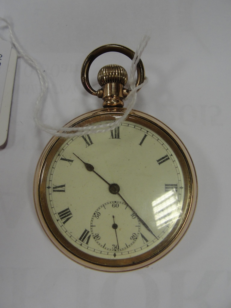 A rolled gold open faced pocket watch - Image 2 of 2