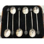 A HM silver set of six coffee spoons