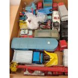 A box of playworn Dinky and Corgi,