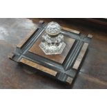 A circa 1900 ink well & pen tray