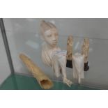 Qty C1900 ivories to inc Elephants,Bust of Woman,