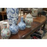 A pair of Oriental blue and white vases;