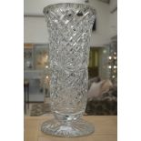 A large Victorian 44cm crystal vase with moon and stardust decoration
