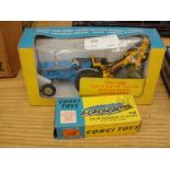 A boxed Corgi Ford 500 super major tractor No 72; together with a boxed Corgi Four Plough Furrow No.