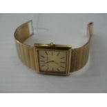 A 9ct Beuche Girod square-faced gentleman's wristwatch on 9ct strap