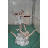 Two W marked German porcelain figures of ballerinas (one with damage to finger)