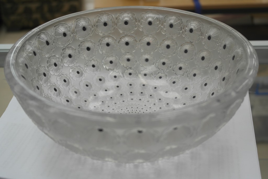 A Rene Lalique Nemours bowl: width 25.5.