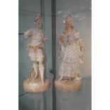 A pair of 19th century continental figures of a lady & gent  (damaged fingers to both figures)