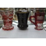 Three 19th century German glass goblets;