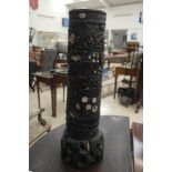 An Edo period carved bamboo stickstand decorated with man on carp,