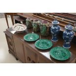 A quantity of 19th century ceramics to inc Chinese lidded prunus jars,