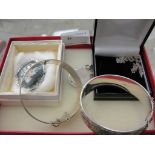 Five items of HM silver to inc two bracelets, medal,