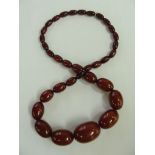 An amber bead necklace