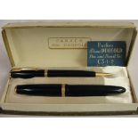 A boxed vintage Parker Duofold Fountain pen and pencil;