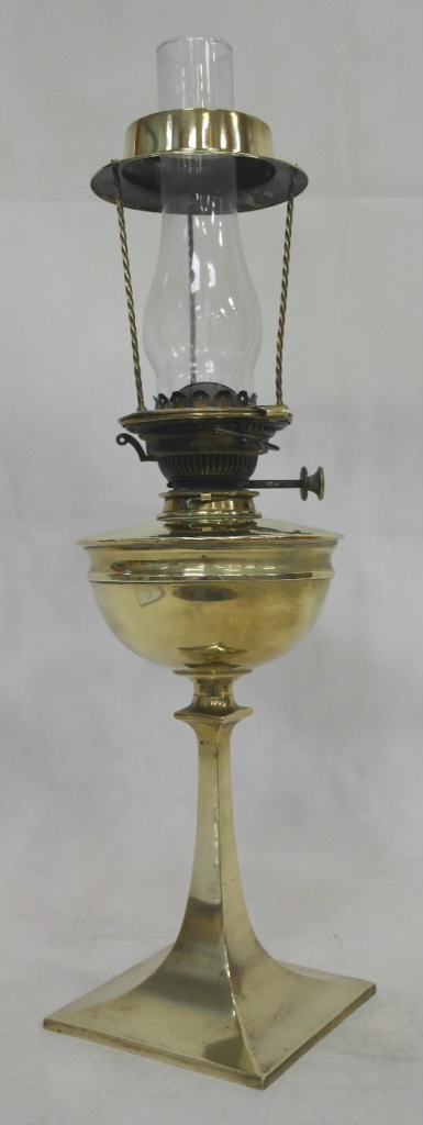 An Art Nouveau brass oil lamp,