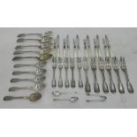 A quantity of 19th century HM silver flatware to inc Georgian examples