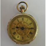 A ladies gold cased fob watch