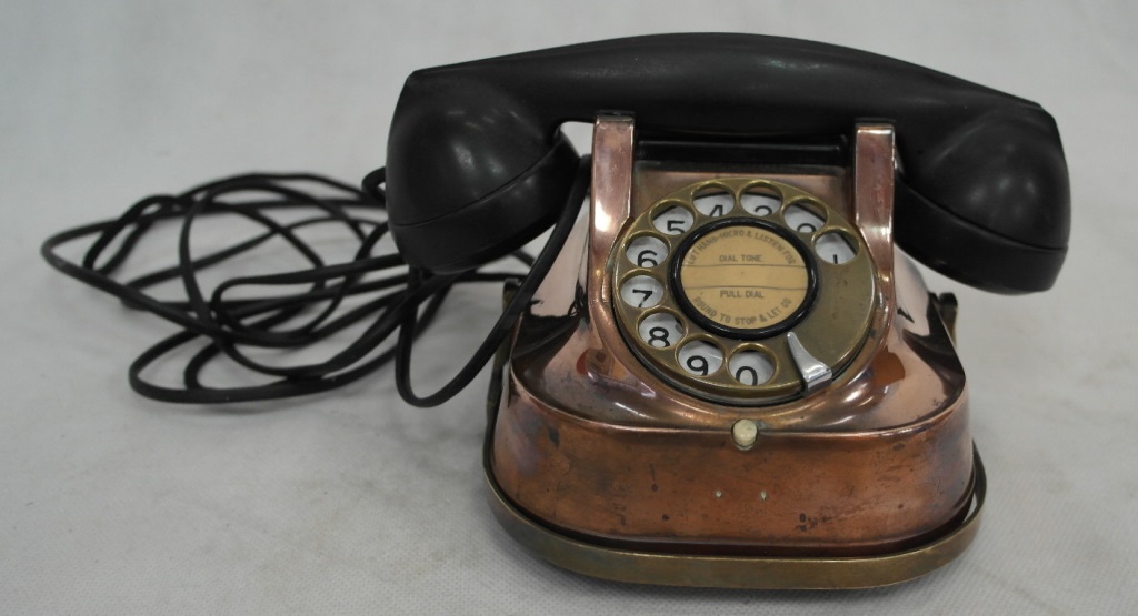 A 1920s Belgian copper telephone