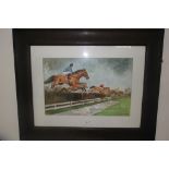 L W West (20th century): A horse racing scene, watercolour, signed,