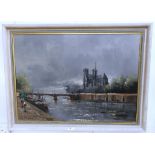 De Vity (Italian, 20th century): Notre Dame, Paris, oil on canvas, signed,