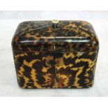 A George III  tortoiseshell tea caddy in need of restoration