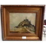 Continental School: an oil on canvas depicting Mont St Michel,